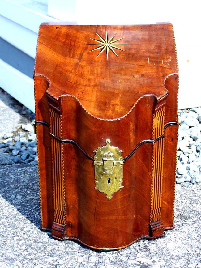 A Fine 18th century English Inlaid Mahogany Serpentine form Cutlery Box circa 1780